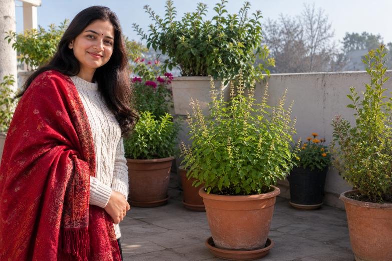 Healthy Tulsi in Winter