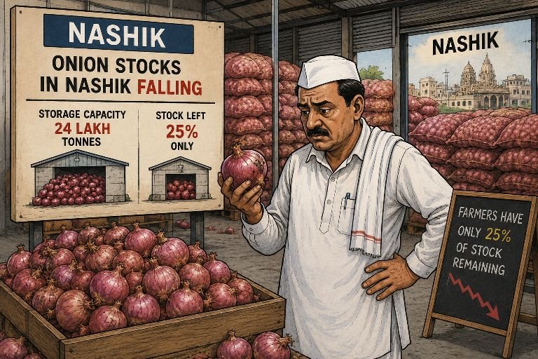 Onion Stocks in Nashik Falling