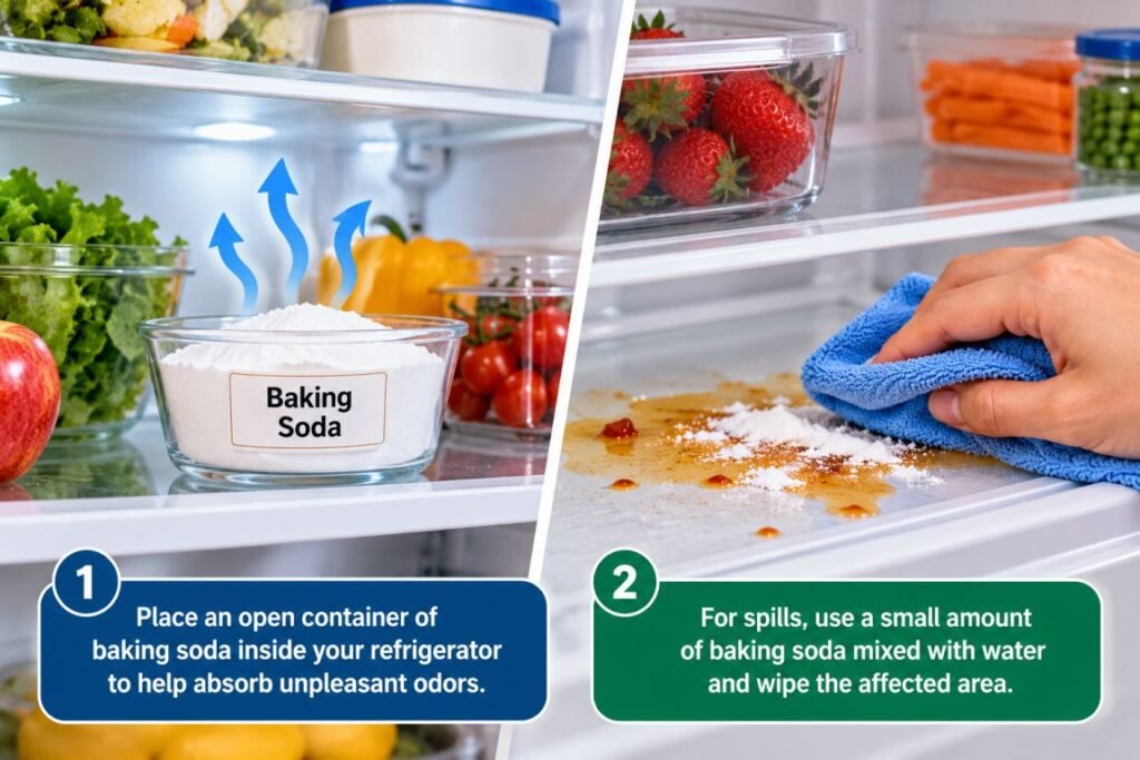 Clean Refrigerator with Baking Soda