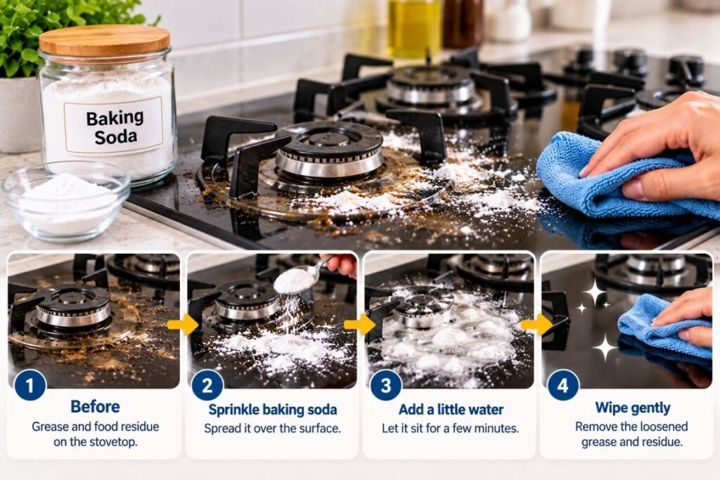 Clean Stovetop with Baking Soda