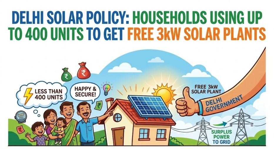 Delhi Solar Policy: Households Using Up to 400 Units to Get Free 3kW Solar Plants