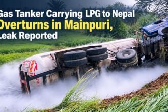 Gas tanker carrying LPG to Nepal overturns in Mainpuri with leak reported