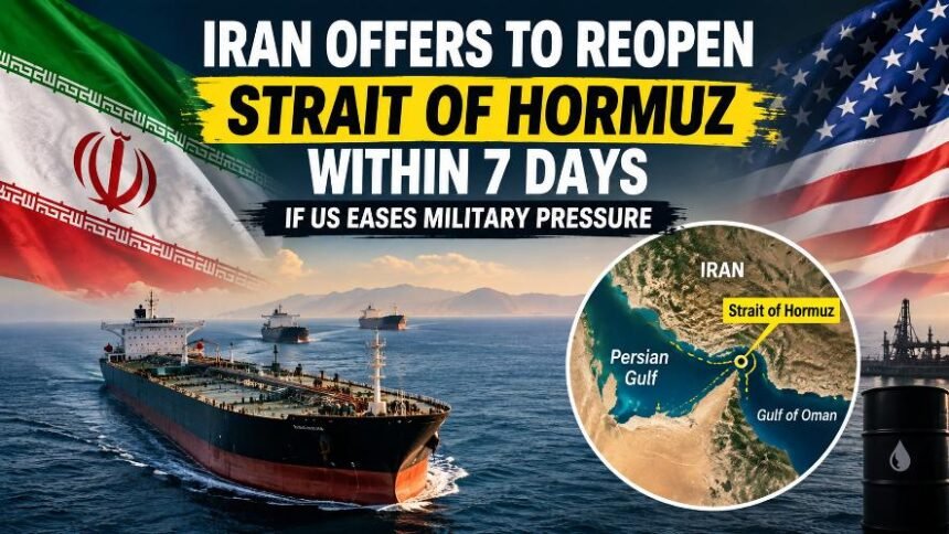 Iran Offers to Reopen Strait of Hormuz Within 7 Days if US Eases Military Pressure