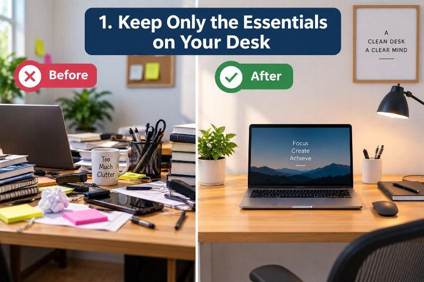Keep Only the Essentials on Your Desk