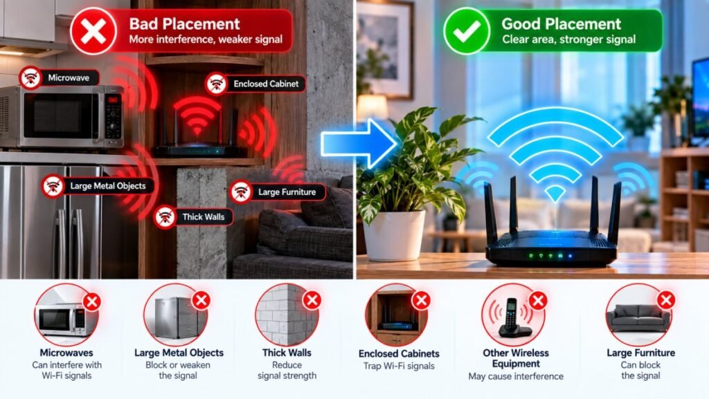 Keep Your Router Away From Sources of Interference