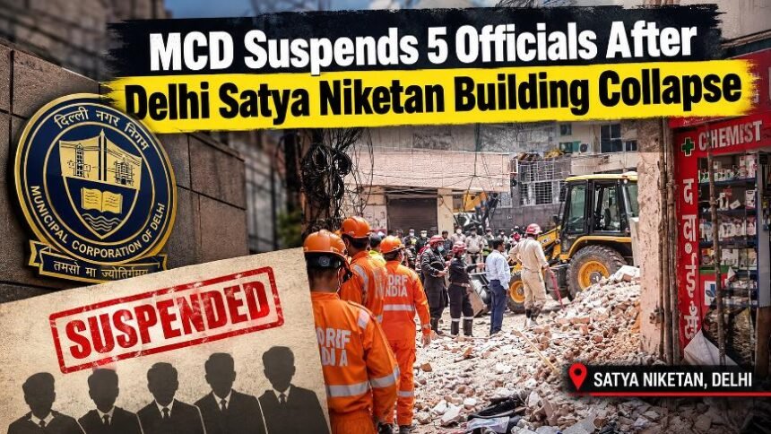 MCD Suspends 5 Officials After Delhi Satya Niketan Building Collapse