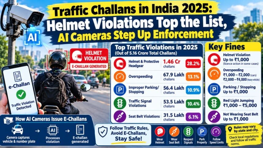 Traffic Challans in India 2025: Helmet Violations Top the List, AI Cameras Step Up Enforcement