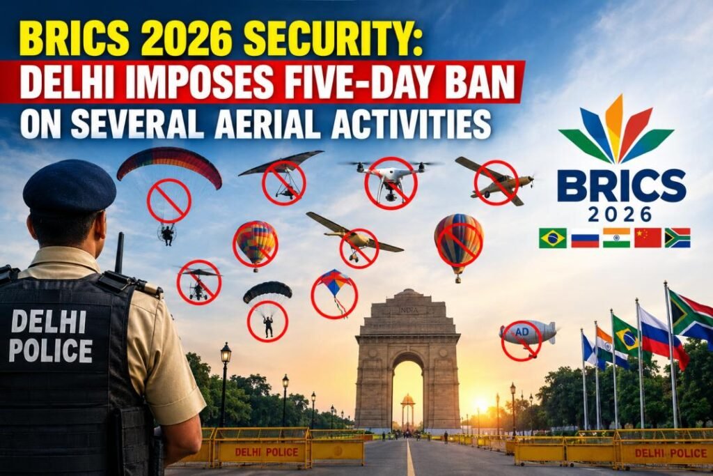 Delhi Police impose a five-day ban on drones, kites, balloons and other aerial activities ahead of the BRICS 2026 summit