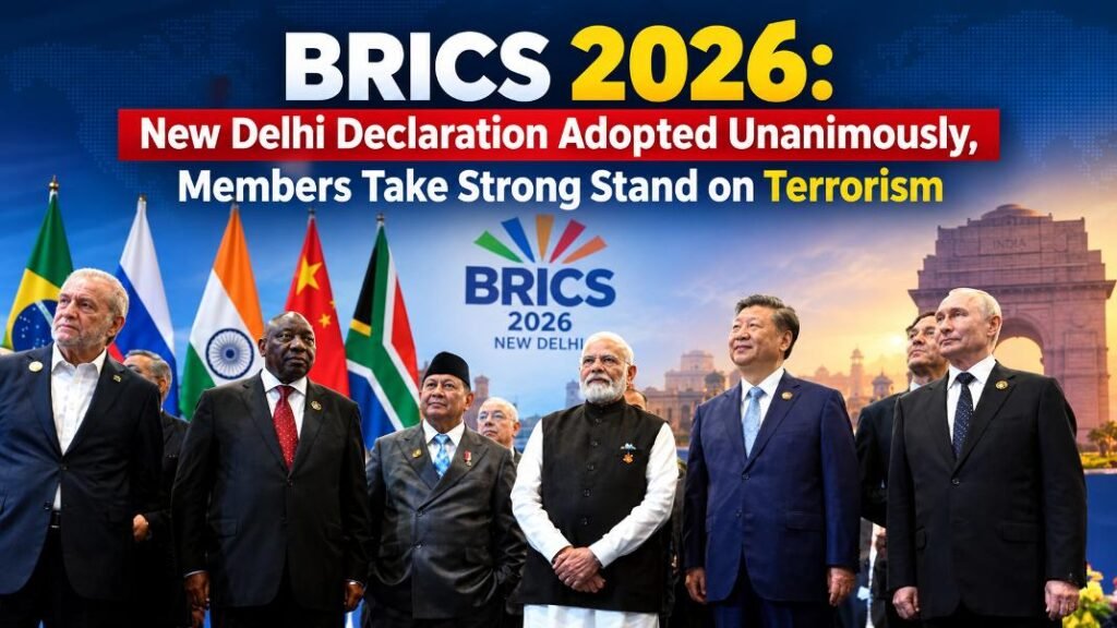 BRICS 2026 leaders at New Delhi Summit as members adopt declaration and take strong stand on terrorism