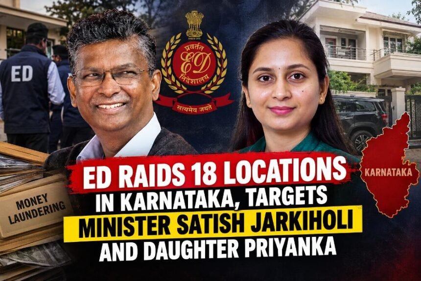 ED raids 18 locations in Karnataka linked to Minister Satish Jarkiholi and daughter Priyanka Jarkiholi