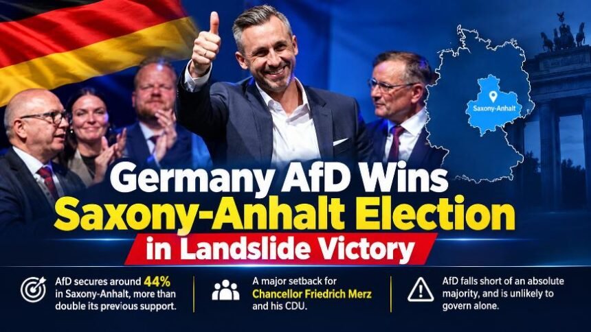 AfD celebrates landslide victory in Saxony-Anhalt election with around 44% support